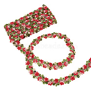 3D Flower Embroidery Polyester Lace Trim, Flower Trimming, Garment Accessories, Cerise, 3/4 inch(20mm)(SRIB-WH0011-141D)