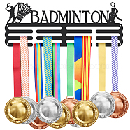 Fashion Iron Medal Hanger Holder Display Wall Rack, with Screws, Word Badminton, Sports Themed Pattern, 150x400mm(ODIS-WH0021-296)