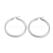 Ring 304 Stainless Steel Hoop Earrings for Women Men, Stainless Steel Color, 9 Gauge, 40x3mm, Pin: 0.6mm(EJEW-B049-01E-P)