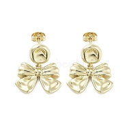Bowknot Brass Dangle Stud Earrings, Long-Lasting Plated, Lead Free & Cadmium Free, Real 18K Gold Plated, 23.5x20mm(EJEW-Q811-13P)