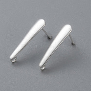 304 Stainless Steel Stud Earring Findings, with Loop, Silver, 20x4x3.5mm, Hole: 1.5mm, Pin: 0.9mm(X-STAS-H436-22S-A)