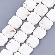 Natural Magnesite Beads Strands, Flat Slice Square Beads, 16~16.5x16~16.5x5~5.5mm, Hole: 1mm, about 26pcs/strand, 16.3 inch(TURQ-T003-06)