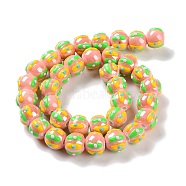 Handmade Porcelain Beads Strands, with Enamel, Round, Light Salmon, 10~11x9mm, Hole: 1.5mm, about 35pcs/strand, 12.80 inch(32.5cm)(PORC-L078-01J)