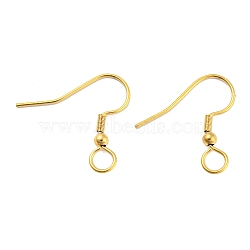 304 Stainless Steel Earring Hooks, French Hooks with Coil and Ball, Golden, 21 Gauge, 22x23x3mm, Hole: 4mm, Pin: 0.7mm(X-STAS-B047-30G)