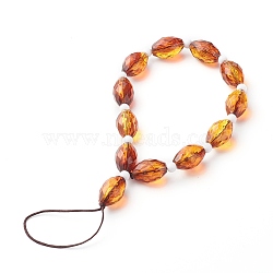 Opaque Acrylic Beads Mobile Straps, with Nylon Thread, Faceted, Oval, Chocolate, 18cm(HJEW-JM00533)