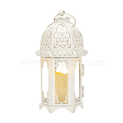 Hanging Lantern, Iron Candle Holder for Indoor Outdoor Events Parities and Weddings, White, 8.25x16cm(AJEW-WH0019-28B)