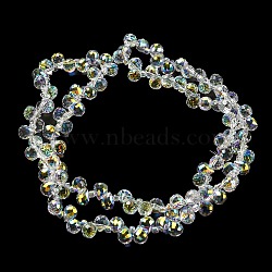 AB Color Plated Electroplate Transparent Glass Beads Strands, Faceted, Teardrop, Clear AB, 6x5x5mm, Hole: 0.8mm, about 108pcs/strand, 16.14''(41cm)(EGLA-M030-01A-AB01)