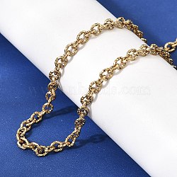304 Stainless Steel Texture Cable Chain Necklaces, Ion Plating(IP), Golden, 17.72 inch(45cm)(NJEW-Z114-01G)