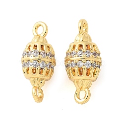 Brass Micro Pave Cubic Zirconia Connector Charms, Grenade Shape, Real 18K Gold Plated, 14.5x6mm, Hole: 1.4mm(KK-U056-25G)