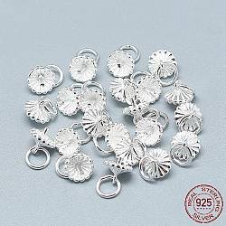 925 Sterling Silver Pendant Bails, For Half Drilled Beads, with Jump Ring, Silver, 6~7x6~6.5mm, Hole: 4mm, Pin: 1mm(STER-T002-46S)