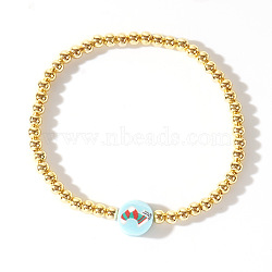 Christmas Brass Beaded Stretch Bracelets, Golden, Christmas Socking, 6-7/8 inch(17.5cm)(DP1194-5)