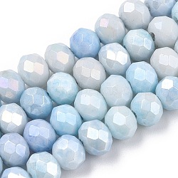 Faceted Electroplated Glass Beads Strands, AB Color Plated, Abacus, Light Blue, 6x5mm, Hole: 1.2mm, about 88~89pcs/strand, 17.05 inch~17.32 inch(43.3~44cm)(GLAA-C023-02-A04)