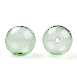 Transparent Blow High Borosilicate Glass Globe Beads, Round, for DIY Wish Bottle Pendant Glass Beads, Medium Sea Green, 18x17mm, Hole: 2mm(GLAA-T003-09D)