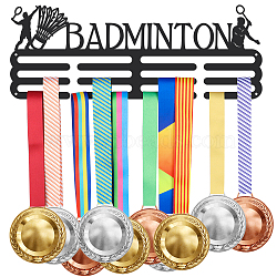 Fashion Iron Medal Hanger Holder Display Wall Rack, with Screws, Word Badminton, Sports Themed Pattern, 150x400mm(ODIS-WH0021-296)