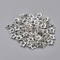 Tibetan Silver Bead Caps, Lead Free & Cadmium Free, Flower, Antique Silver, about 6mm in diameter, Hole: 2mm(AA289)