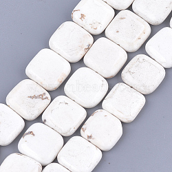 Natural Magnesite Beads Strands, Flat Slice Square Beads, 16~16.5x16~16.5x5~5.5mm, Hole: 1mm, about 26pcs/strand, 16.3 inch(TURQ-T003-06)