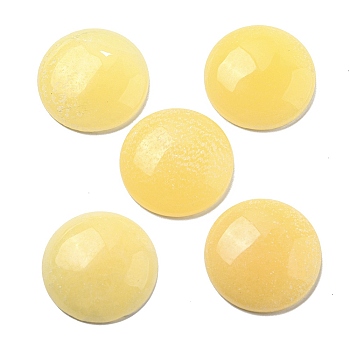 Natural Yellow Jade Cabochons, Flat Round, 30x7~8.5mm