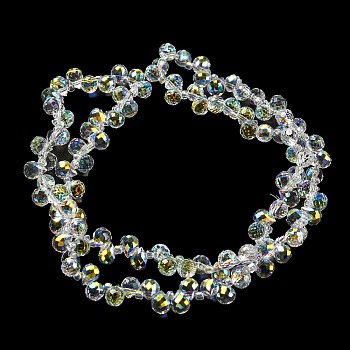 AB Color Plated Electroplate Transparent Glass Beads Strands, Faceted, Teardrop, Clear AB, 6x5x5mm, Hole: 0.8mm, about 108pcs/strand, 16.14''(41cm)