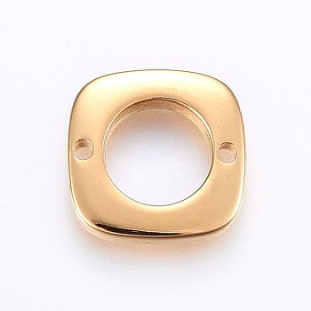304 Stainless Steel Links connectors, Square, Golden, 13.5x13.5x2mm, Hole: 1.5mm