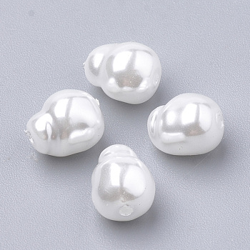 Eco-Friendly Plastic Imitation Pearl Beads, High Luster, Grade A, White, 7.5x6mm, Hole: 1.2mm