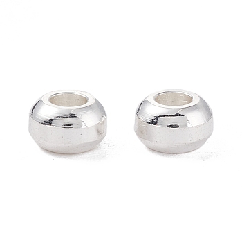 Brass Beads, Round Column, 925 Sterling Silver Plated, 5x3mm, Hole: 2mm