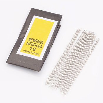 Carbon Steel Sewing Needles, Darning Needles, Platinum, 52x0.45mm, Hole: 0.3mm