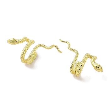 Left and Right Snake Brass Cuff Earrings for Women, Real 18K Gold Plated, 28.5x13.5mm