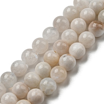 Natural Rainbow Moonstone Beads Strands, Grade AB, Round, 6mm, Hole: 0.6mm, about 61pcs/strand, 15.75''(40cm)