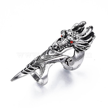 Dragon Armour Alloy Full Finger Ring with Rhinestone(RJEW-T009-22AS)-2