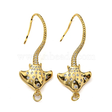 Real 18K Gold Plated Clear Fish Brass+Cubic Zirconia Big Pendants