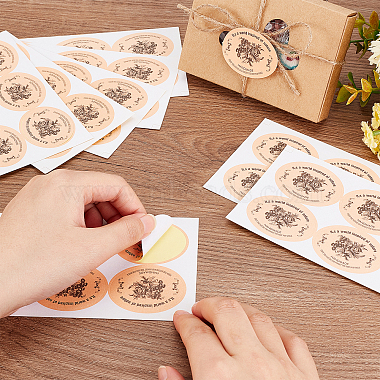 30Sheets Self-Adhesive Kraft Paper Gift Tag Stickers(DIY-OC0009-12)-3
