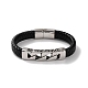 bracelets pour hommes en cordon de cuir pu noir tressé(BJEW-K243-22AS)-1