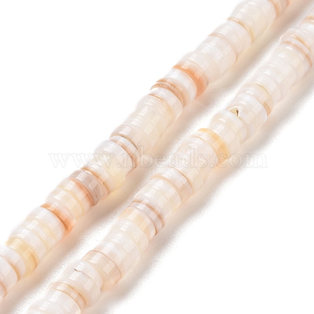 Natural Freshwater Shell Beads Strands, Heishi Beads, Flat Round