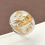 304 Stainless Steel Adjustable Finger Rings for Women, Ion Plating(IP), Flat Round with Owl, Golden & Stainless Steel Color, Inner Diameter: 17mm(RJEW-K298-01GP)