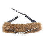 Black Imitation Leather Faux Fur Chain Belts for Women, Golden, Moccasin, 785x90~100mm(AJEW-WH20006-388B-04)