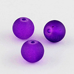 Baking Paint Transparent Glass Beads Strands, Frosted, Round, Purple, 12mm, Hole: 1.3~1.6mm, about 70pcs/strand, 31.4 inch(X-GLAA-S031-12mm-36)