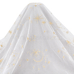 1 Yard Star & Moon Pattern Polyester Mesh Fabric, Dress Accessories, White, 1500mm(OCOR-ME0001-11)