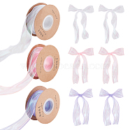 CHGCRAFT 3 Rolls 3 Colors Flat Rainbow Color Nylon Organza Ribbon, Iridescent Ribbon for Bowknot, Flower, Gift Decoration, Mixed Color, 1-5/8 inch(40mm), about 9.84 Yards(9m)/roll, 1 roll/color(OCOR-CA0001-29)