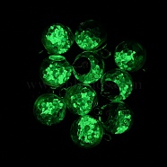 Glow in the Dark Luminous Glass Globe Pendants, with  Golden Plated Plastic Pendant Bails, Round, Light Green, 21.5x16mm, Hole: 3mm(GLAA-WH0030-18B)