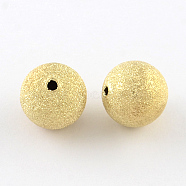 Brass Textured Beads, Cadmium Free & Lead Free, Round, Golden, 8mm, Hole: 1.5mm(KK-R012-8mm-G)