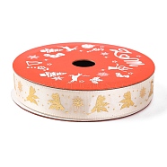 5 Yards Christmas Gold Stamping Polyester Printed Ribbon, for Gift Wrapping, Angel & Fairy, 5/8 inch(16mm)(OCOR-A008-01C)