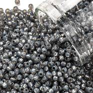 TOHO Round Seed Beads, Japanese Seed Beads, (2115) Silver Lined Black Diamond Opal, 11/0, 2.2mm, Hole: 0.8mm, about 50000pcs/pound(SEED-TR11-2115)