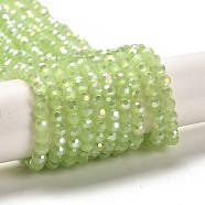 Imitation Jade Glass Beads Stands, AB Colors, Faceted, Round, Lawn Green, 3.5x3mm, Hole: 1mm, about 168~169pcs/strand, 19.09~48.7(48.5~48.7cm)(EGLA-A035-J3mm-B01)