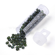 2-Hole Seed Beads, Czech Glass Beads, Transparent Baking Paint Style, Sea Green, 5x3.5~3.8x2.5~2.8mm, Hole: 0.9mm, about 10g/bottle(SEED-R048-50720)