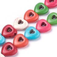 Synthetic Turquoise Beads Strands, Dyed, Heart, 15x15x5.5mm, Hole: 1.4mm, about 28pcs/strand, about 15 inch(G-E520-01)