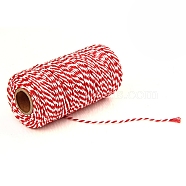 100M Macrame 2-Ply Cotton Braid Thread, with Spool, Round, Red, 2mm, about 109.36 Yards(100m)/Roll(X-MAKN-PW0001-097A-02)