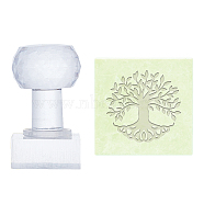 Plastic Stamps, DIY Soap Molds Supplies, Square, Tree of Life Pattern, 38x38x18mm(DIY-WH0350-018)