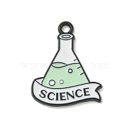 Chemistry Science Theme Alloy Enamel Pendants, Black, Beaker with Word Science, Bottle, 22.5x18x1.5mm, Hole: 1.8mm(ENAM-I060-14B)