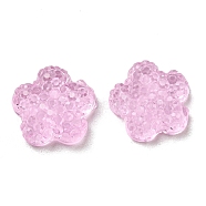 Transparent Epoxy Resin Cabochons, Flower, Pearl Pink, 13x13.5x3.5mm(CRES-A053-17)