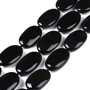 Natural Black Gemstone Beads Strands, Oval, 29x23x8mm, Hole: 1.4mm, about 14pcs/strand, 16.34''(41.5cm)(G-Q164-A01-01)